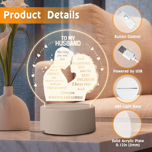 Personalized Night Light Perfect Gifts for Husband from Wife